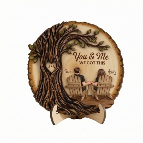 Plaque bois avec support - bois,