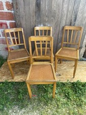 Vintage 1960s BAUMANN Wood Style Antique Bistro Chairs Set of 4 #C572