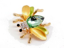 BROCHE ABEILLE PLAQUE OR JAUNE APICULTURE EN CRISTAL SWAROVSKI BOU24 