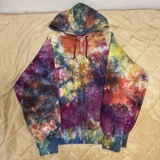 Supreme Overdyed Small Box Logo Zip Up Hoodie Multicolor Tie-Dye Sweatshirt M