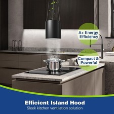 Hotte îlot, Hotte aspirante à recyclage 35cm avec 700m³/h forte puissance