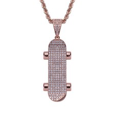 Hip Hop Jewelry Gold Fill Pave CZ Iced Out Scooter Pendant Necklace Rapper Gift
