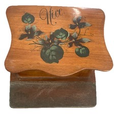 1940 Olive Wood Stamp Box Desk Shape Souvenir NICE Purple Decor.