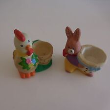 2 Vintage Chicken Rabbit Ceramic Cup Cups
