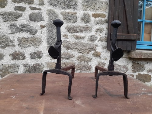 Paire chenets fer - chenets,