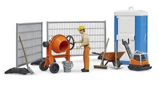 62008 - Kit de chantier Bworld avec ouvrier plaque vibrante malaxeur WC clôtu...