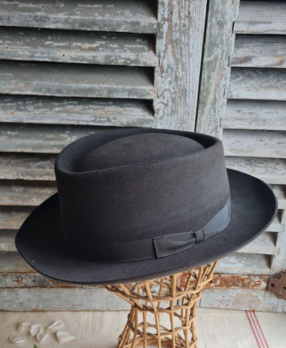 Ancien chapeau feutre noir - ancien,