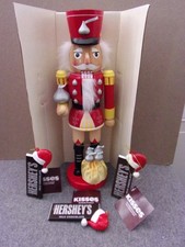 Hershey's Christmas Nutcracker With Kisses 14" + 3 Hershey's Bar Ornaments