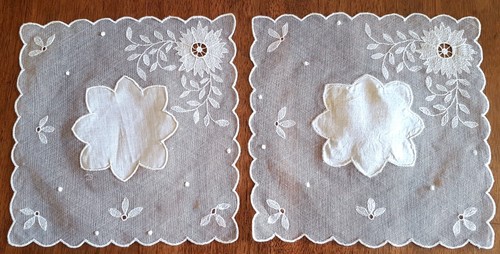 Napperons anciens en - en, tulle