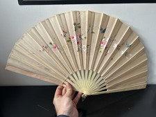 ÉVENTAIL ANCIEN OS ET TISSUS PEINT HAND FAN 
