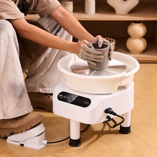 VEVOR Roue de Poterie Tour de Potier 250 mm 350 W Écran Tactile 3 Pieds Blanc