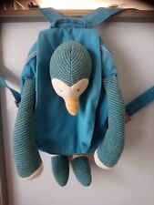 Les loupiots Moulin Roty Blue Striped Penguin Plush Backpack 
