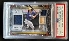 2022 Topps Museum Christian Yelich Primary Pieces Quad Jersey Bat #/99 PSA 9