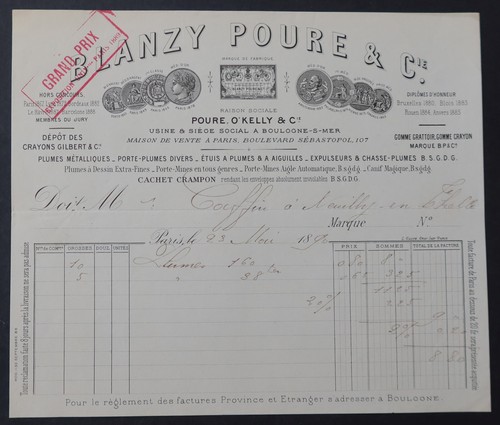 Facture paris 1890 plume - facture,