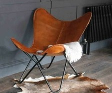 Véritable Buffalo Cuir Papillon Chaise Lit Siège Salon Maison & Jardin Chaise