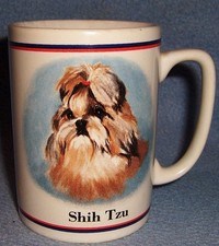 ceramic MUG SHIH TZU puppy dog MUG hairy cute little 