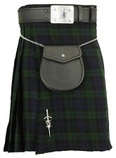 Kilt Ecossais Noir Tartan Blackwatch Jupe Traditionnelle Des Highlands