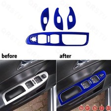 5Pcs Blue Carbon Fiber Door Glass Lift Panel Trim For Volkswagen Passat 2006-11