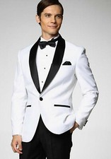 Hommes Noir et Blanc Costumes Créateur Mariage Dîner Smoking (Manteau+Pantalon)