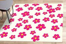 Tapis à fleurs roses, tapis de chambre de fille, tapis à fleurs, tapis botani...