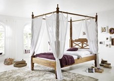 Magnifique Luxe Baldaquins En Massive Palissandre Bois Lit Avec Tissu Ciel