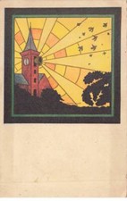 AC#MK1024 ILLUSTRATORS BELL STAINED GLASS CHURCH ART DECO TO IDENTIFY