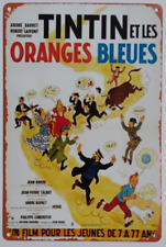 PLAQUE ALUMINIUM DECORATIVE - TINTIN ET LES ORANGES BLEUES / 30 x 20 cm