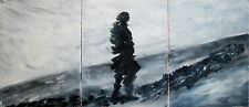 Peinture acrylique toile tableau Triptyque Sens de vie 1 abstrait Original signé