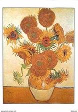 Art - Painting - Vincent Van Gogh - Sunflowers - Description of the painting on the back -