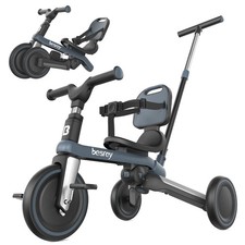 Besrey Toddler Tricycle with Push Handle for Girls and Boys 1-5 Years,Dark Gray