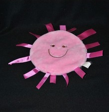 Peluche doudou soleil rose BF by DIFRAX ruban mauve violet TTBE