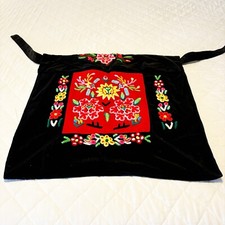 Vtg Black Velvet Floral Asian Art Traditional Baby Carrier MEI TAI PODAEGI