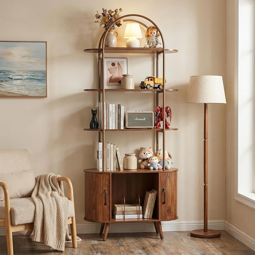 Arched bookcase with - bookcase,