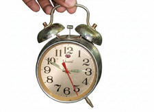 Ancien réveil télescopique SW double cloche mécanique remontage décor...