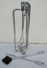 Jacques Charles serviteur accessoires cheminée inox  France 1960