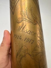 Alsace 1914-1917 vase douille d'obus Artisanat de tranché N°2 Militaria