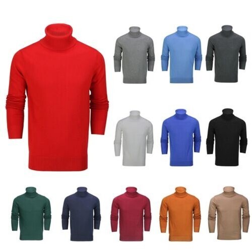 Hommes pull col roulé coton - pull,