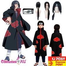 Kids Nar Akatsuki Costume Cloak Robe Anime Boys Cosplay Uchiha Sasuke Itachi