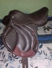 Selle de cheval en cuir marron à contact étroit 15 pouces/toutes tailles