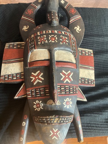 Masque africain senoufo rouge - masque,