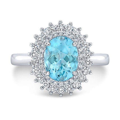 Aigue marine diamant 18k - aigue-marine,