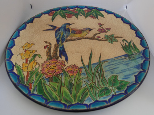Grand plat motifs oiseaux - à,