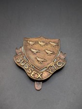 WW1 Sussex Volunteer Training Corps c. 1915 VTC Cap Badge - Original Great War