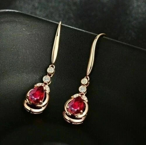 Lab created red ruby - red, pear