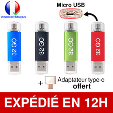 Clé Usb 32 - 128 Giga 2.0 Flash Drive 3 En 1 USB Smartphone Android Ordinateur