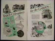 Stone/Brick BBQ FIREPLACE 1934 Design PLANS Barbecue Grill