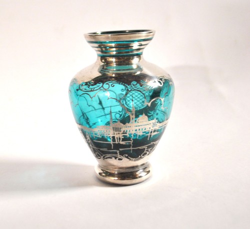 Vase vintage verre bleu et - vintage,