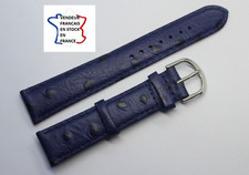 Bracelet montre ,18mm;BLEU grain AUTRUCHE;CUIR VERITABLE;Boucle ARGENTEE/ 272-1