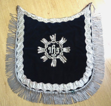 Chape ancienne noire brodée JHS , étole fils d'or, prêtre, Vêtements Sacerdotaux