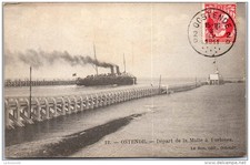 Belgique - OSTENDE - depart de la malle a� turbines ---